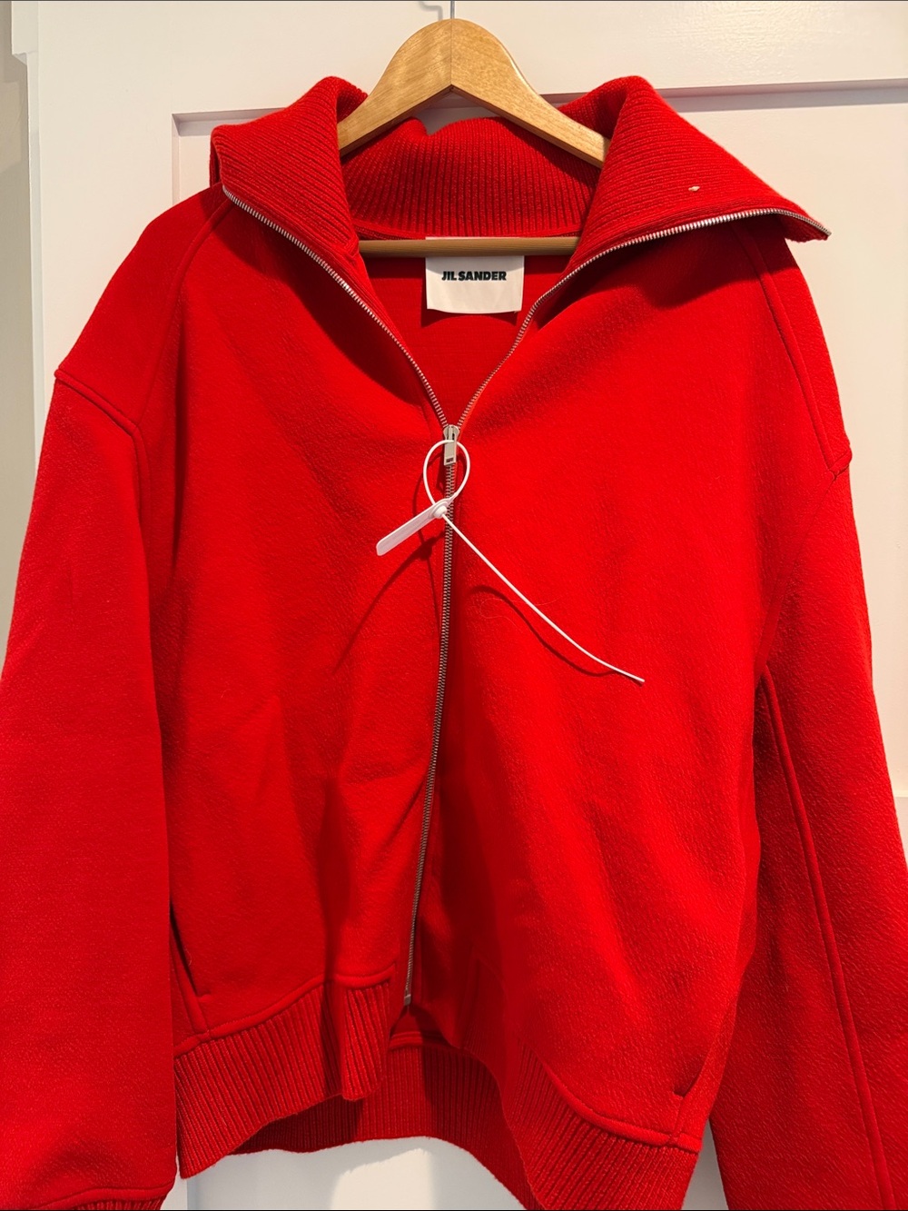 Jil Sander Bright Red Zip-Up Bomber Jacket